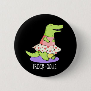 Badge Rond 5 Cm Jeu de crocodile drôle de roche jonché Pun de croc