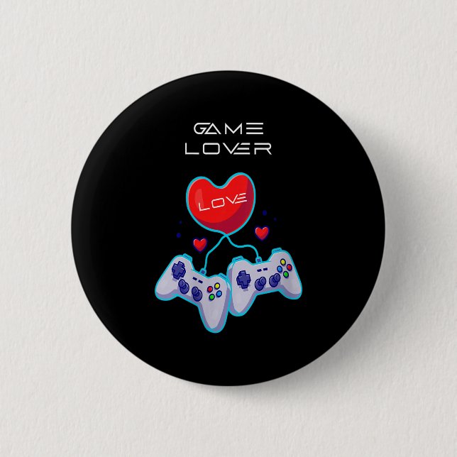 Badge Rond 5 Cm Jeu de femmes Couple Amour Gamepad Coeur Humour Th (Devant)