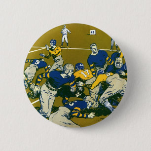 Badge Rond 5 Cm Jeu de football sportif vintage, équipes or contre