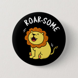 Badge Rond 5 Cm Jeu de Lion grinçant rôti rond gris foncé