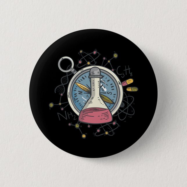 Badge Rond 5 Cm Jeu de mots drôle de chimie scientifique (Devant)