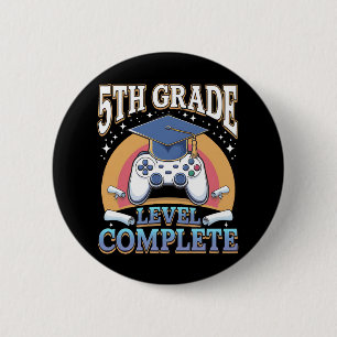Badge Rond 5 Cm Jeu de niveau 5e année de fin d'études Gamer