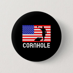 Badge Rond 5 Cm Jeu de société Cornhole Hommes Femmes Drapeau amér