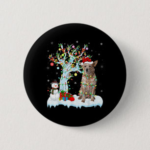 Badge Rond 5 Cm Jeu d'éclairage Santa Hat Chien de bétail australi