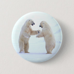 Badge Rond 5 Cm Jeu d'ours blanc