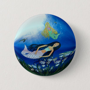 Badge Rond 5 Cm Jeu sous-marin (Sirène)