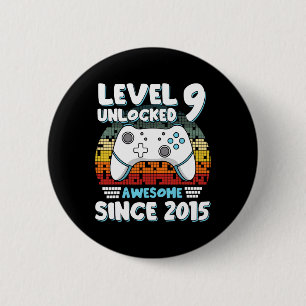 Badge Rond 5 Cm Jeu vidéo 9e anniversaire garçons filles enfants 9