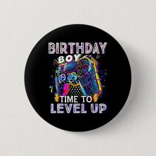 Badge Rond 5 Cm Jeu Vidéo Anniversaire Jeu Garçon Temps De Niveau