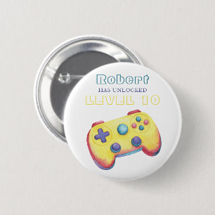 Badge Rond 5 Cm Jeu vidéo aquarelle anniversaire enfants