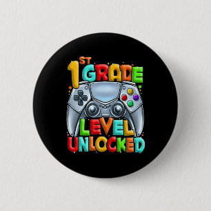 Badge Rond 5 Cm Jeu vidéo déverrouillé de 1ère année Retour à l'éc