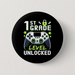 Badge Rond 5 Cm Jeu vidéo déverrouillé de 1ère année Retour à l'éc