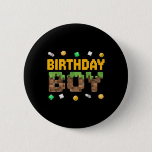 Badge Rond 5 Cm Jeu vidéo drôle d'anniversaire garçon Pixel Numéro