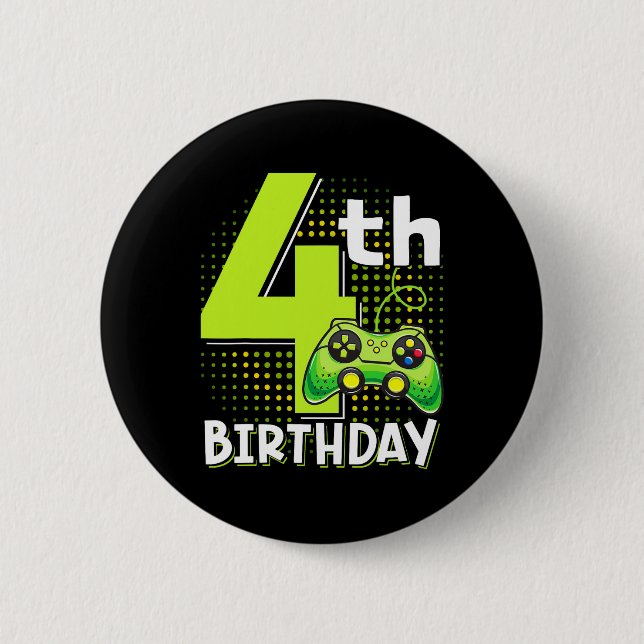 Badge Rond 5 Cm Jeu vidéo drôle pour garçons de 4 ans pour anniver (Devant)