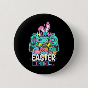 Badge Rond 5 Cm Jeu Vidéo Pâques Bunny Gaming Contrôleur Gamer Bo
