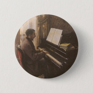 Badge Rond 5 Cm Jeune Homme au piano de Gustave Caillebotte