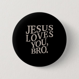 Badge Rond 5 Cm Jeune Jésus vous aime Bro Amusant Christian Garçon