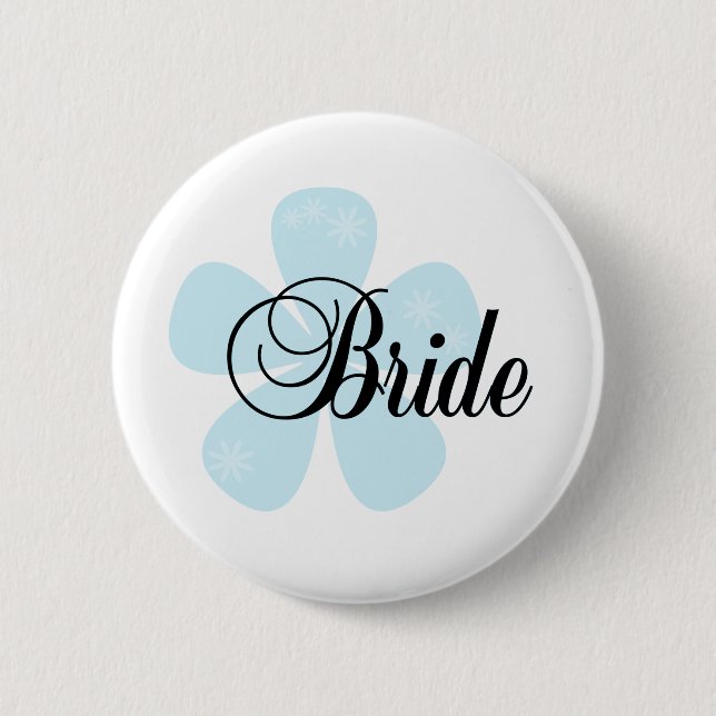 Badge Rond 5 Cm Jeune mariée bleue de fleur (Devant)
