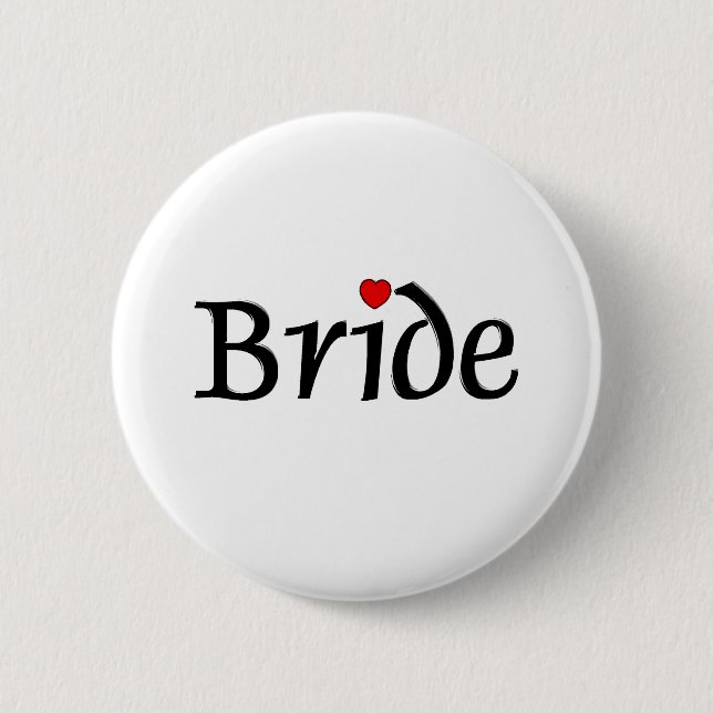 Badge Rond 5 Cm Jeune mariée (coeurs rouges) (Devant)