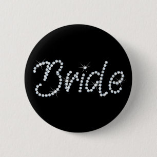 Badge Rond 5 Cm Jeune mariée de fausse pierre de Faux