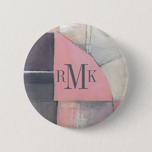 Badge Rond 5 Cm Jeune mariée de rougissement du monogramme | (Devant)
