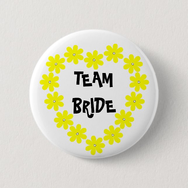 Badge Rond 5 Cm Jeune mariée d'équipe en jaune (Devant)
