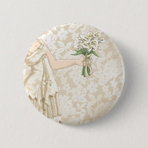 Badge Rond 5 Cm Jeune mariée ene ivoire