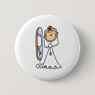 Badge Rond 5 Cm Jeune mariée étant prête pour le bouton de mari