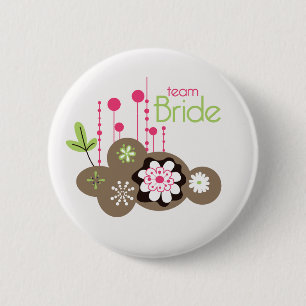 Badge Rond 5 Cm Jeune mariée florale d'équipe