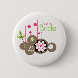 Badge Rond 5 Cm Jeune mariée florale d'équipe