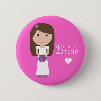 Badge Rond 5 Cm Jeune mariée mignonne de bande dessinée