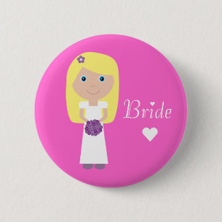 Badge Rond 5 Cm Jeune mariée mignonne de bande dessinée