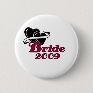 Badge Rond 5 Cm Jeune mariée noire 2009 de coeurs