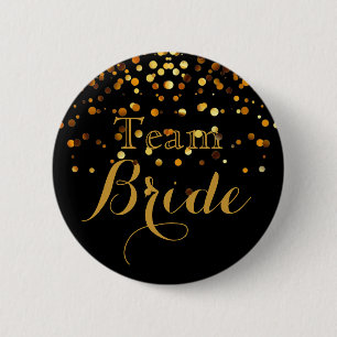 Badge Rond 5 Cm Jeune mariée noire d'équipe de mariage d'alumini
