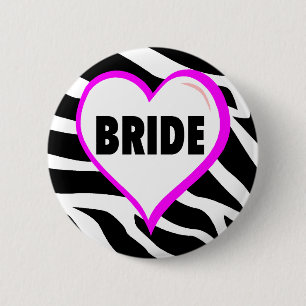 Badge Rond 5 Cm Jeune mariée (rayures de zèbre)