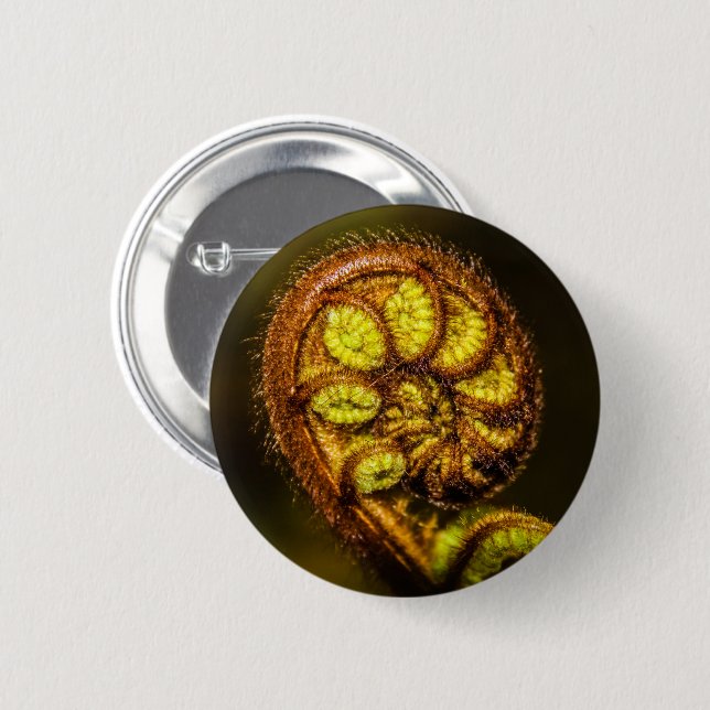 Badge Rond 5 Cm Jeunes Feuilles de Fern (Devant & derrière)