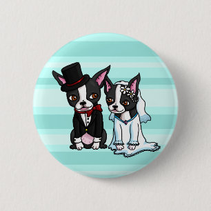 Badge Rond 5 Cm Jeunes mariés de Boston Terrier