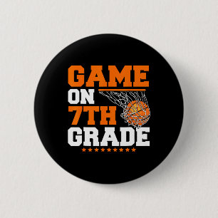 Badge Rond 5 Cm Jeux Amusants Sur Le Basket De Septième Année Prem