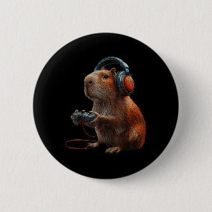 Badge Rond 5 Cm Jeux Vidéo Capybara Graphique Drôle Pour Gamer