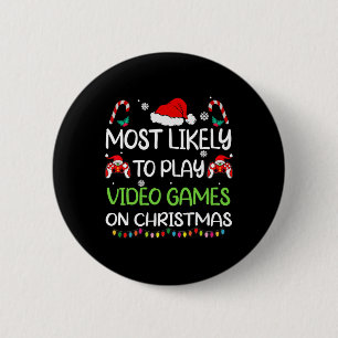 Badge Rond 5 Cm Jeux vidéo de Noël pour famille de joueurs la plus