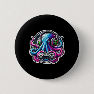 Badge Rond 5 Cm Jeux Vidéo Octopus Drôle Joueur Amoureux Octopus G