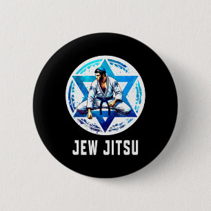 Badge Rond 5 Cm Jew Jitsu Karate Funny Hanoukka brésilienne Jiu Ji