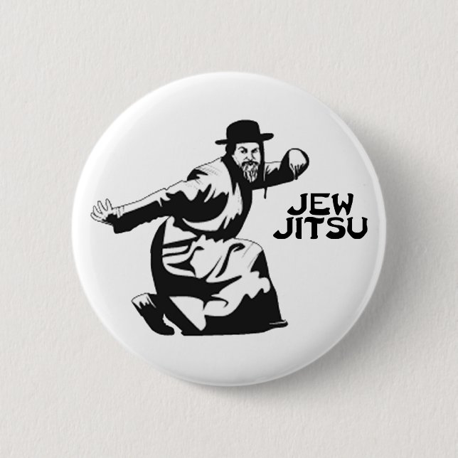 Badge Rond 5 Cm Jew Jitsu Pinback Butto | Cadeaux Juifs Bar Mitzva (Devant)