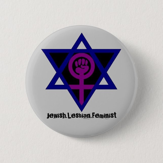 Badge Rond 5 Cm Jewish.Lesbian.Feminist (Devant)
