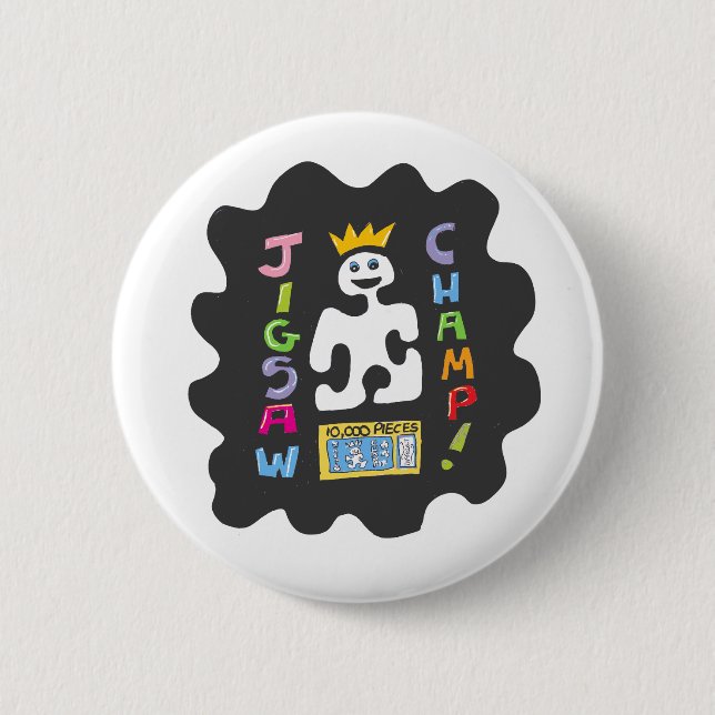 Badge Rond 5 Cm Jigsaw champ insigne de pin pour l'amant de puzzle (Devant)