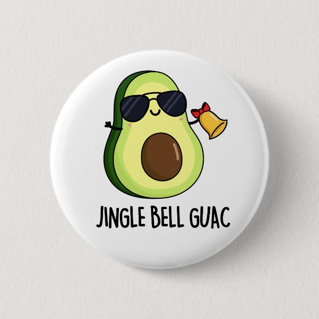 Badge Rond 5 Cm Jingle Bell Guac Amusant Avocado de Noël (Devant)