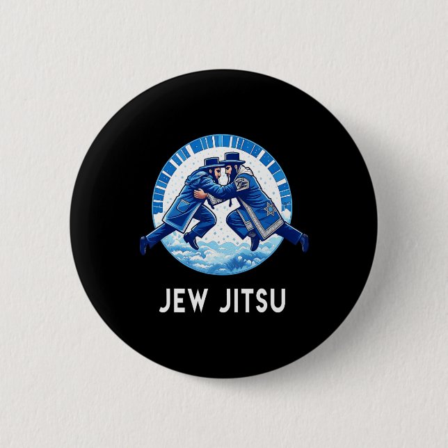 Badge Rond 5 Cm Jitsu Karate Funny Hanukkah (Devant)