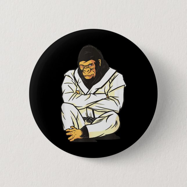 Badge Rond 5 Cm Jiu Jitsu Brésilien Judo Gorille (Devant)