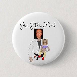 Badge Rond 5 Cm Jiu Jitsu Papa photos personnalisées et texte manu