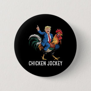Badge Rond 5 Cm Jockey de poulet Trump drôle Mème Surreal Humour T