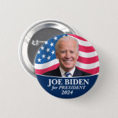 Badge Rond 5 Cm Joe Biden 2024 pour le président Photo (Devant & derrière)